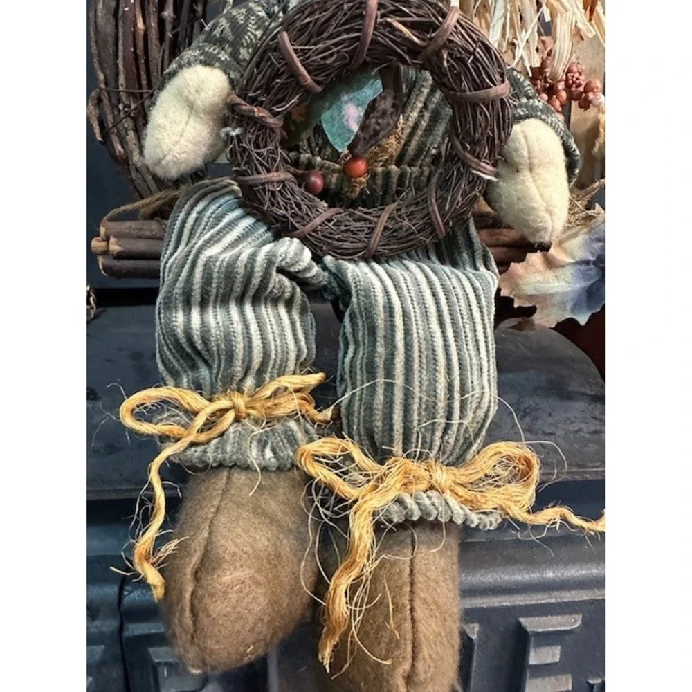 Dan Dee Scarecrow Welcome Wreath Fall Harvest Grapevine Door Decor‎ Rustic 16in